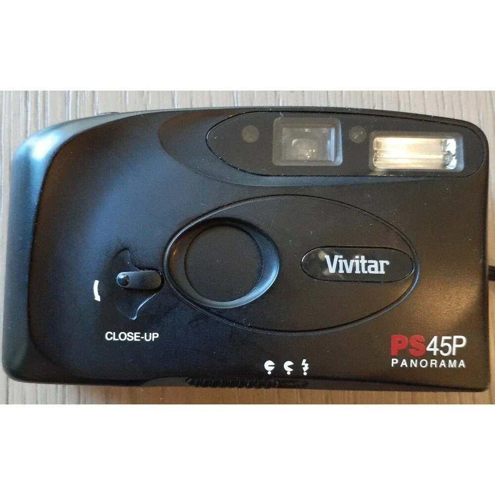 Vivitar Panorama Camera Bundle PS45P Focus Free Motor Case Manual Japan Untested